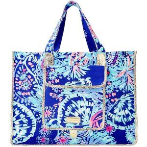 Lilly Pulitzer Sunbathers Foldable Beach Tote Bag NWOT